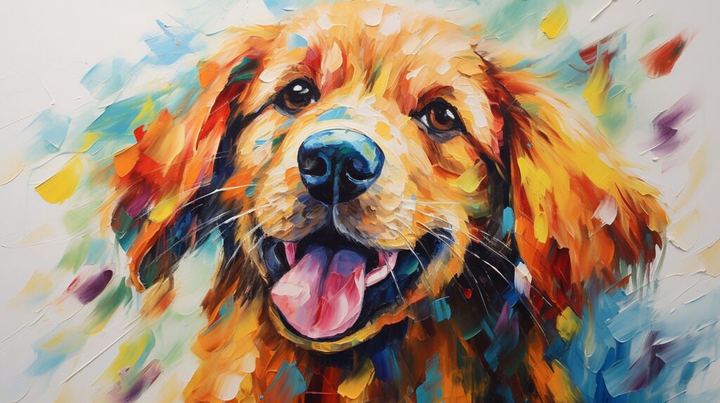 Abstract Watercolor Paint Leaves Gold Elements Animals Puppies Plants Flowers.